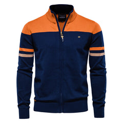 Men's Casual Stand Collar Full Zip Up Cardigan Sweater Coat