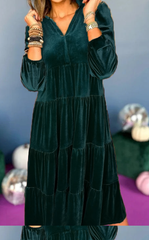 V Neck Velvet Dress
