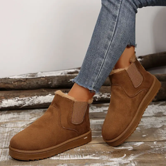 🔥 Order Today & Receive 49% OFF - Comfortable Round Toe Fluffy Lined Slip-On Ankle Winter Short Boots