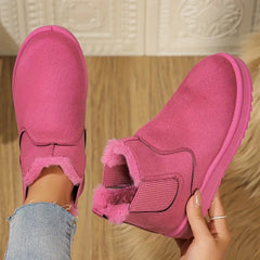 🔥 Order Today & Receive 49% OFF - Comfortable Round Toe Fluffy Lined Slip-On Ankle Winter Short Boots