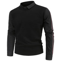 Men's Slim Patchwork Fake Two Piece Knit Sweater