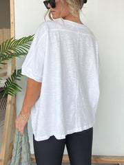 Women's Round Neckline Oversized Midi Length Boxy Tee (Buy 3 Free Shipping)
