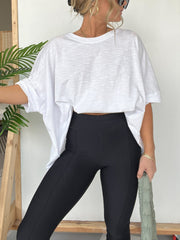 Women's Round Neckline Oversized Midi Length Boxy Tee (Buy 3 Free Shipping)