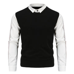 Men's Slim Patchwork Fake Two Piece Knit Sweater