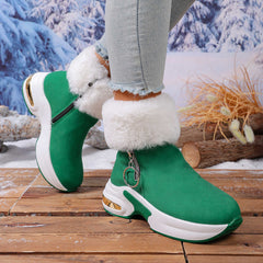 Women's winter side-zipper fleece-lined warm snow boots