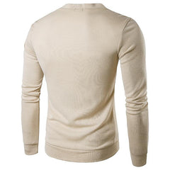 Men's Solid Color V-neck Knitted Cardigan