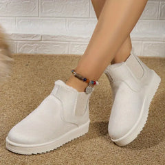 🔥 Order Today & Receive 49% OFF - Comfortable Round Toe Fluffy Lined Slip-On Ankle Winter Short Boots