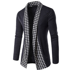 Men's Vintage Houndstooth Patchwork Cardigan