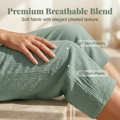 Women's Plain Pleated Cotton And Linen Shorts