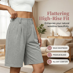 Women's High Waisted Pleated Casual Shorts