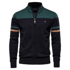 Men's Casual Stand Collar Full Zip Up Cardigan Sweater Coat