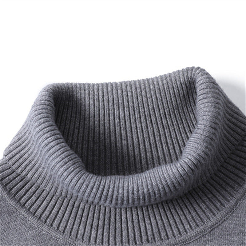 Men‘s Winter Turtleneck Thick Casual Solid Color Sweater