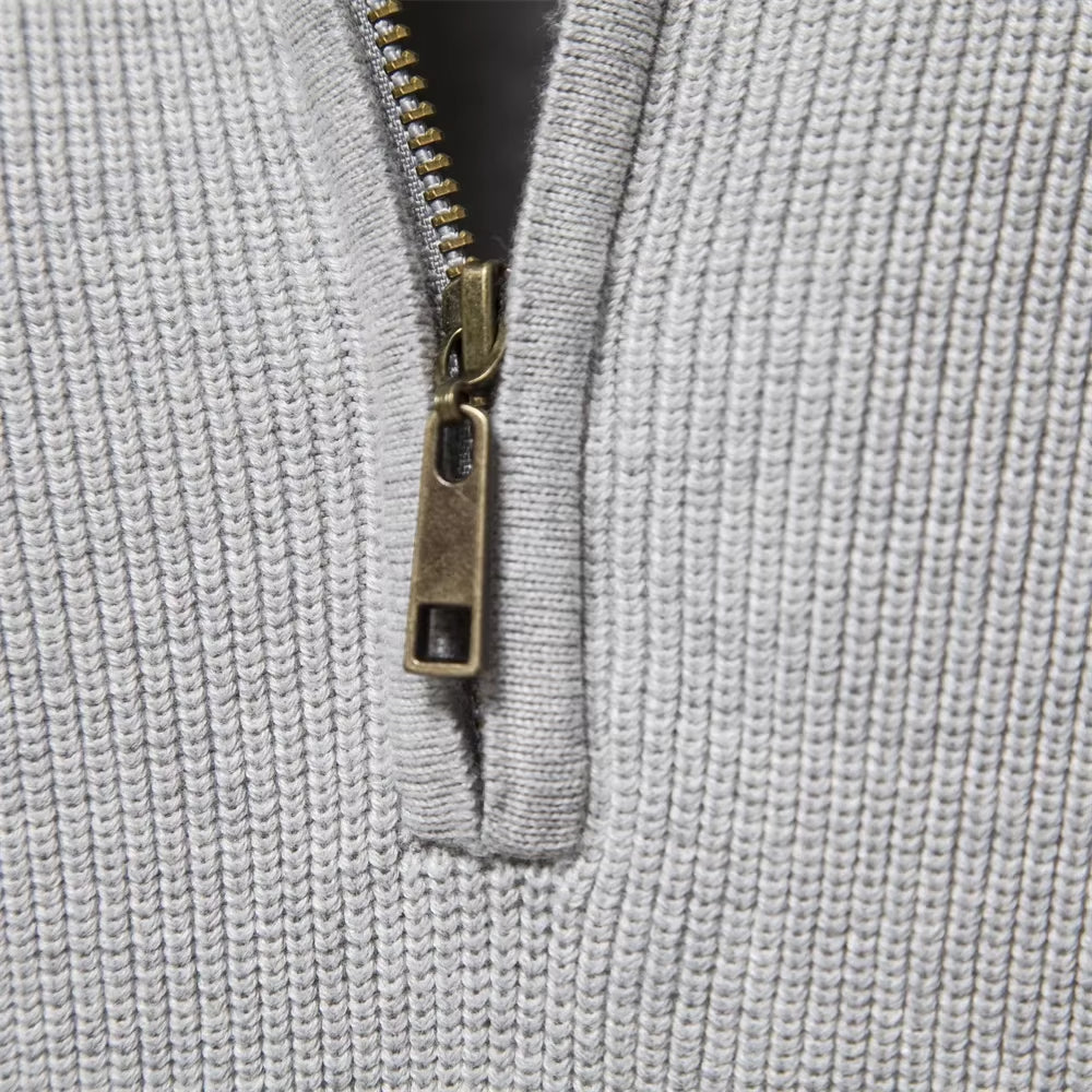 Men's Mock Neck Pullover Quarter Zipper Sweater