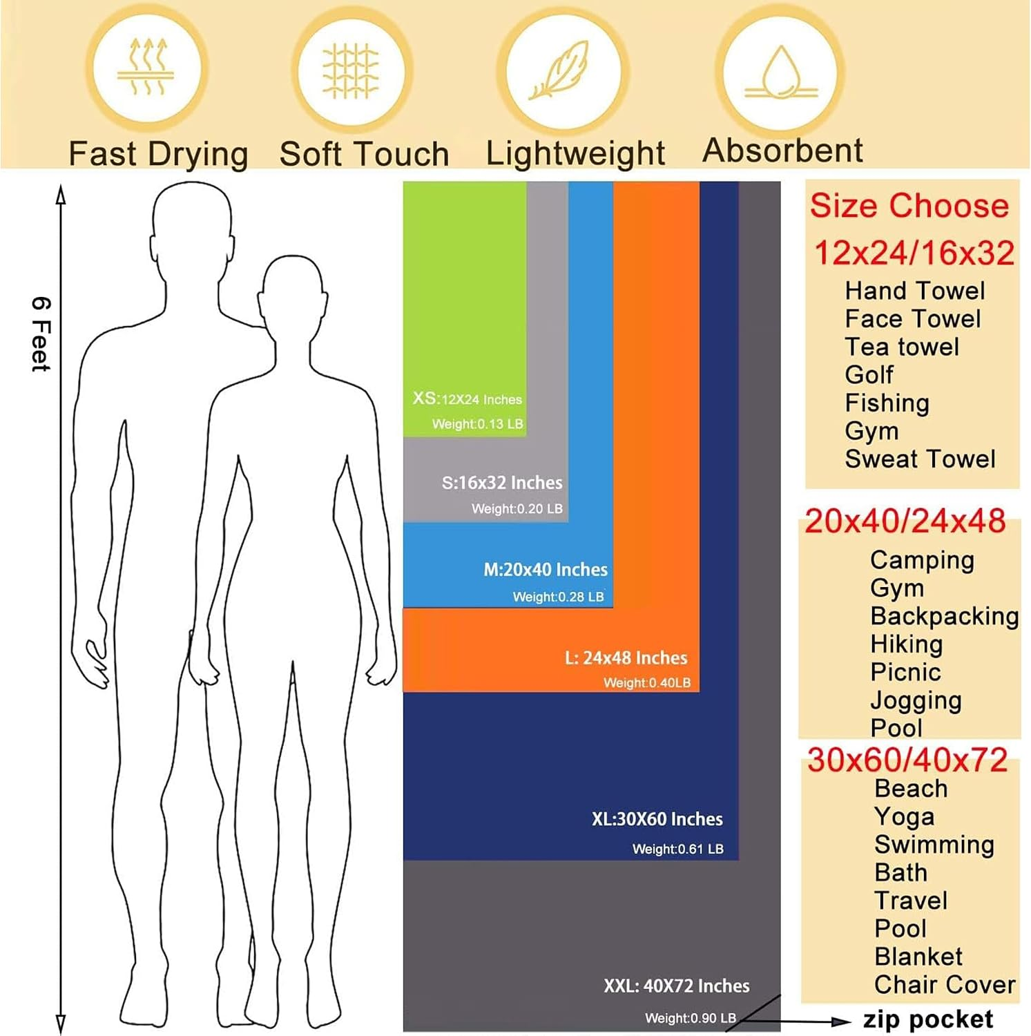 Microfiber Towel Quick Dry Camping & Travel & Gym Towel