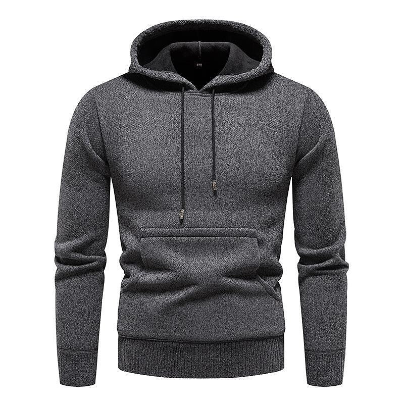 Men's Chenille Basic Casual Pullover Hooded Sweater