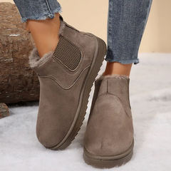 🔥 Order Today & Receive 49% OFF - Comfortable Round Toe Fluffy Lined Slip-On Ankle Winter Short Boots