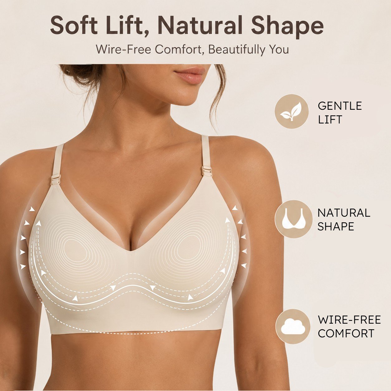Women’s Solid Color Wireless Backless Bra