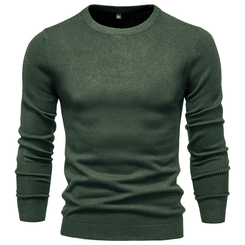 Men's Pullover Solid Color Warm Slim Crew Neck Sweater