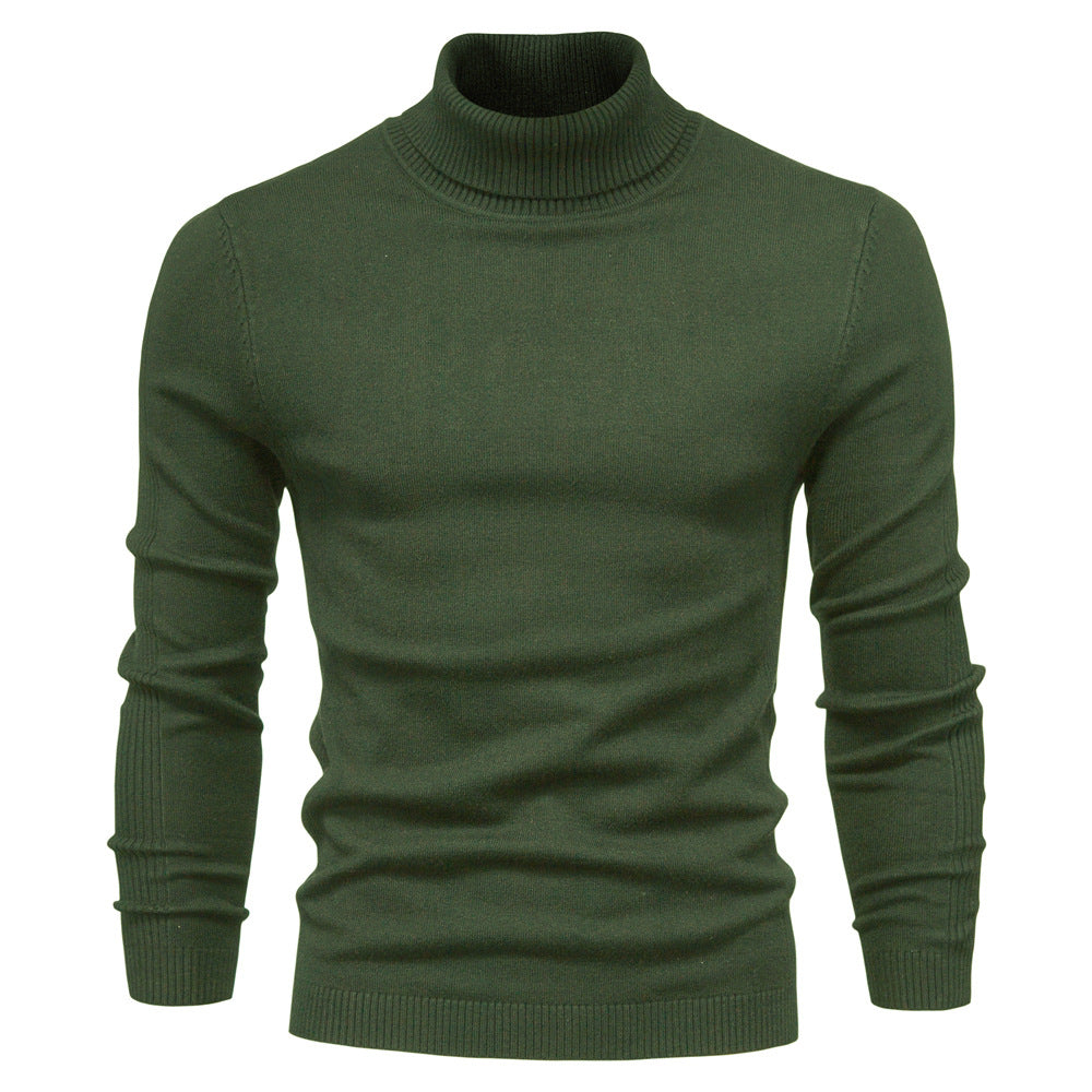 Men‘s Winter Turtleneck Thick Casual Solid Color Sweater