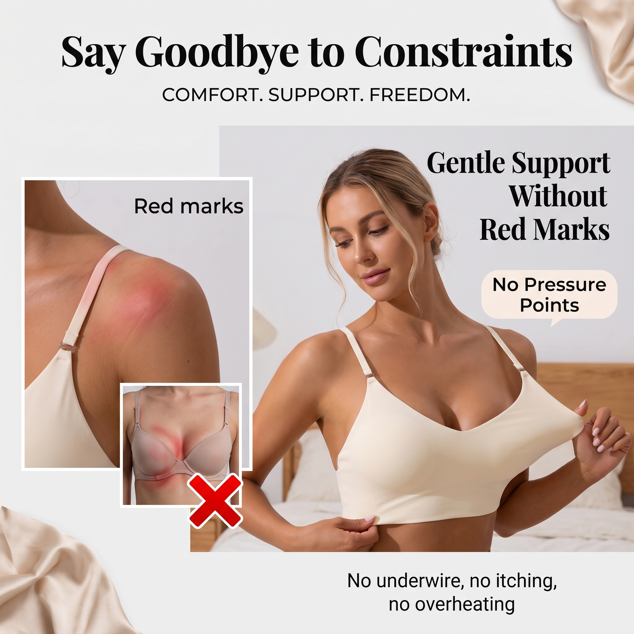Women’s Solid Color Wireless Backless Bra