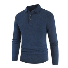 Men's Knitted Solid Color Lapel Sweater
