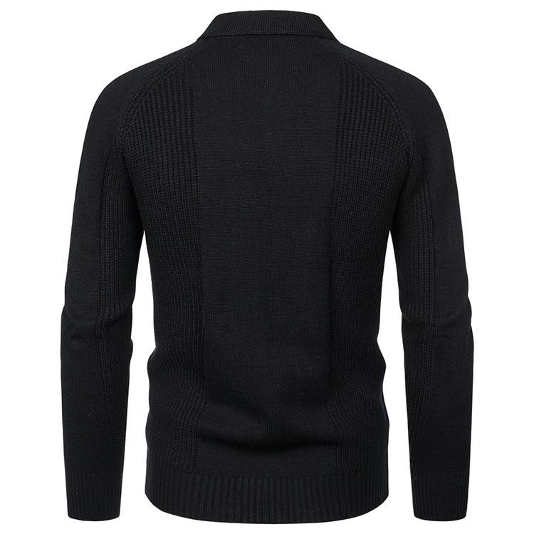 Men's Lapel Pocket Vintage Style Raglan Sleeve Slim Fit Knit Sweater