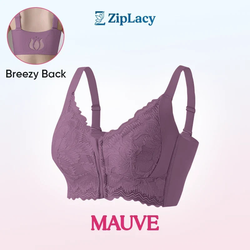 ZipLacy - CHRISTMAS SALE 70% OFF - Ultra Soft Front Zip Wireless Lifting Bra