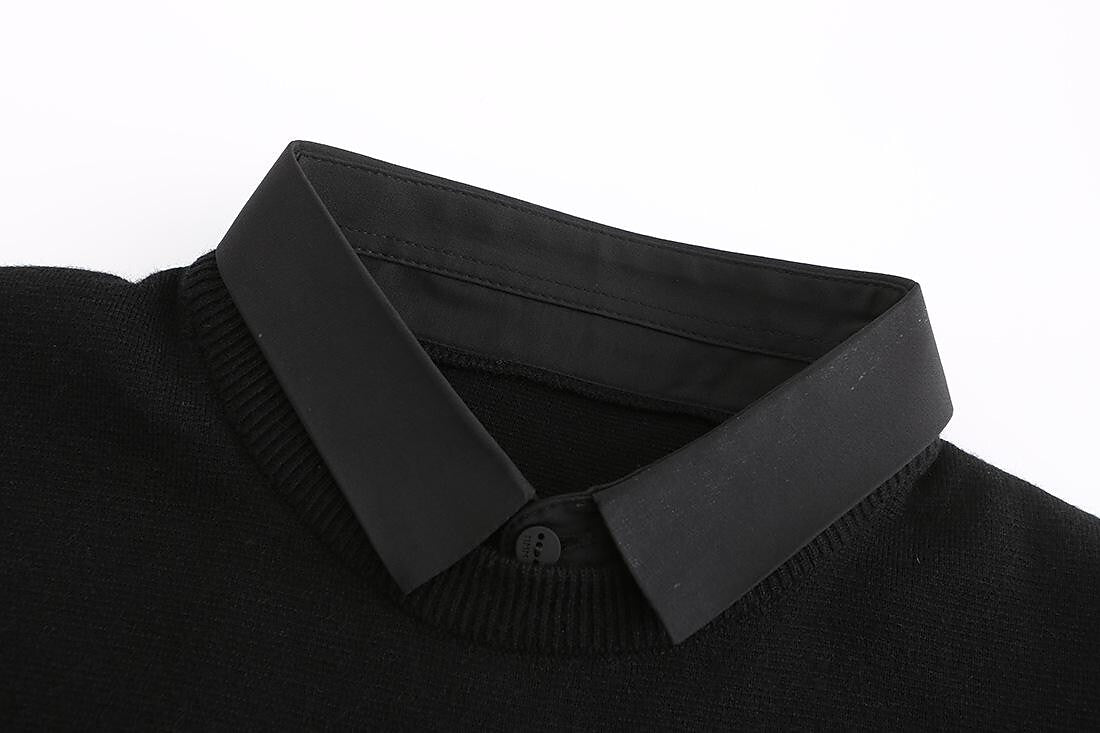 Men's Slim Patchwork Fake Two Piece Knit Sweater