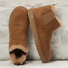 🔥 Order Today & Receive 49% OFF - Comfortable Round Toe Fluffy Lined Slip-On Ankle Winter Short Boots