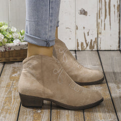 Western Embroidered Ankle Boots – Cute & Versatile for Daily Outfits