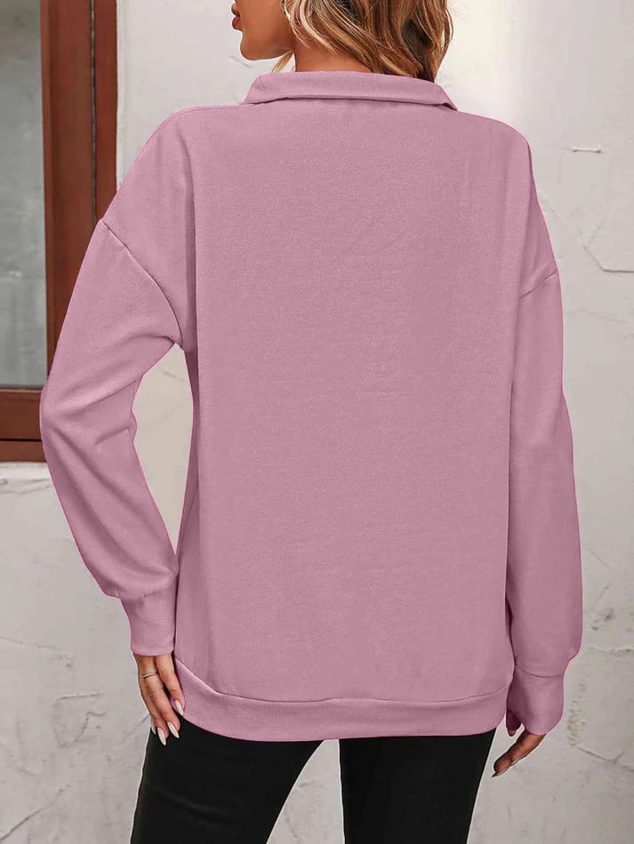 ✨Best-1 Sale Pullover✨Women Fall/Winter Zip-Up Dropped Shoulder Sweatshirt