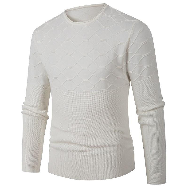 Men's Casual Solid Color Round Neck Pullover Sweater