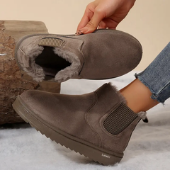 🔥 Order Today & Receive 49% OFF - Comfortable Round Toe Fluffy Lined Slip-On Ankle Winter Short Boots