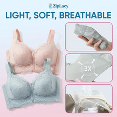 ZipLacy - CHRISTMAS SALE 70% OFF - Ultra Soft Front Zip Wireless Lifting Bra