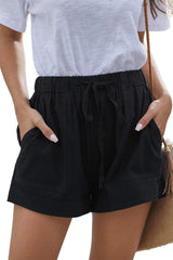 Womens Lightweight Shorts Casual Baggy Trendy Short Pants Elastic Waist Drawstring Comfy Shorts