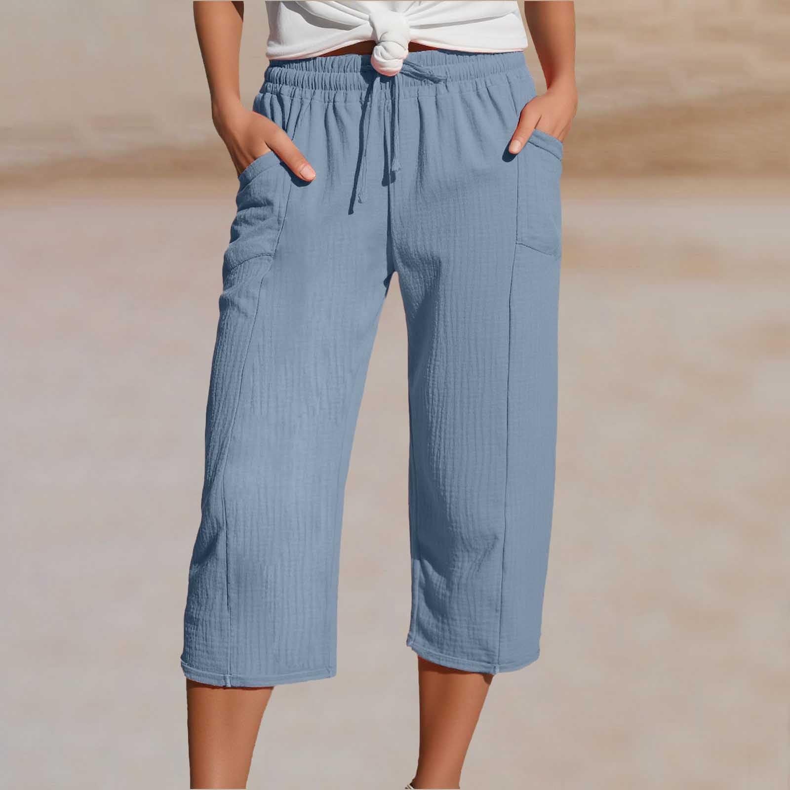 Women's Plain Pleated Cotton And Linen Shorts