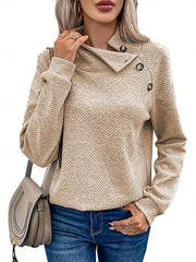 🎄Christmas Clearance🔥Women's High Neck Special Button Designer Sweatshirt
