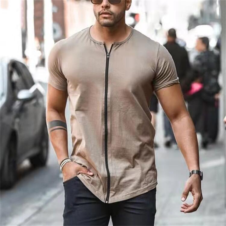 Patrick Zip Cardigan Round Neck Short Sleeve T-Shirt