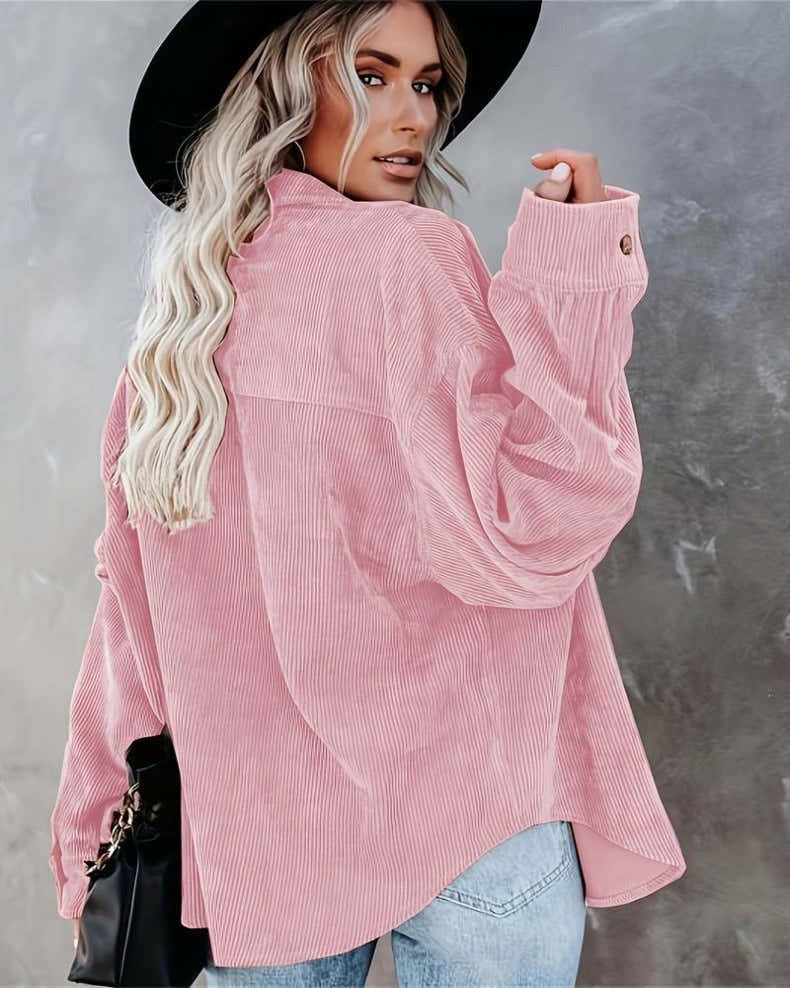 Women Fall/Winter Vintage Casual Velvet Shirt Long Sleeve Blouse