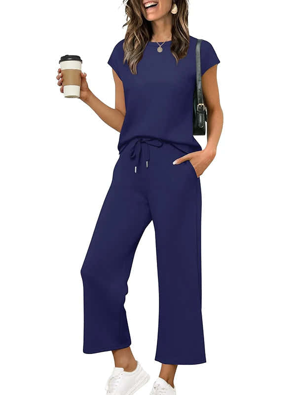 ⏰ LAST DAY SAVE 50% 💥Women Summer Vacation Outfits Cap Sleeve Tops Lounge Matching Sets