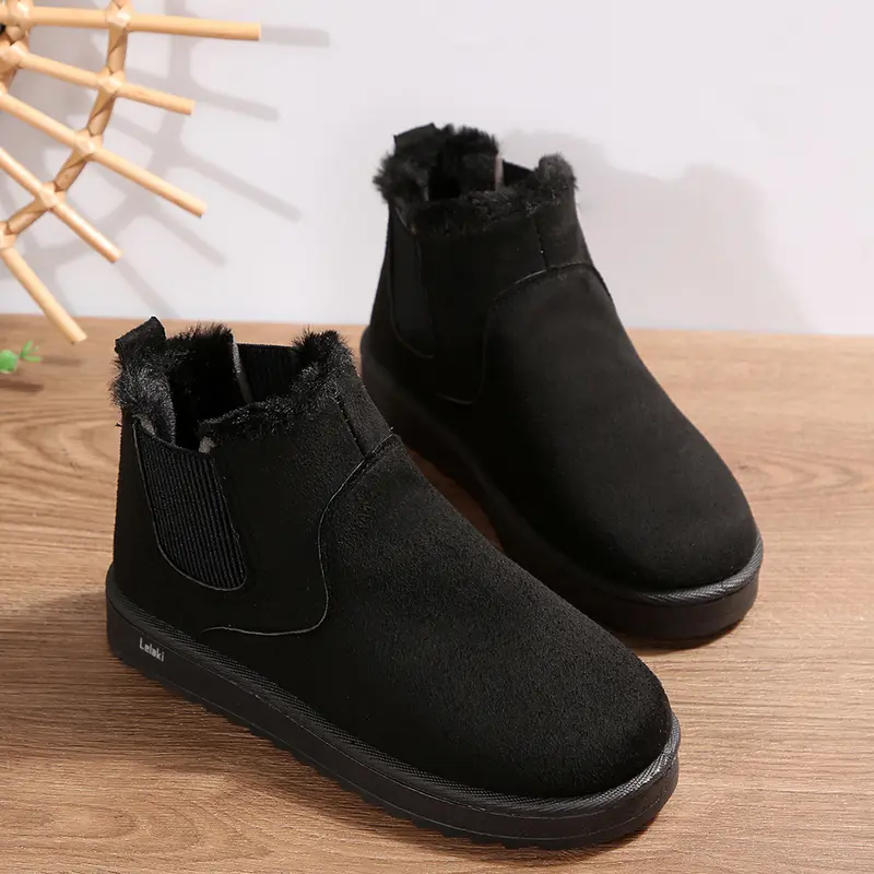 🔥 Order Today & Receive 49% OFF - Comfortable Round Toe Fluffy Lined Slip-On Ankle Winter Short Boots