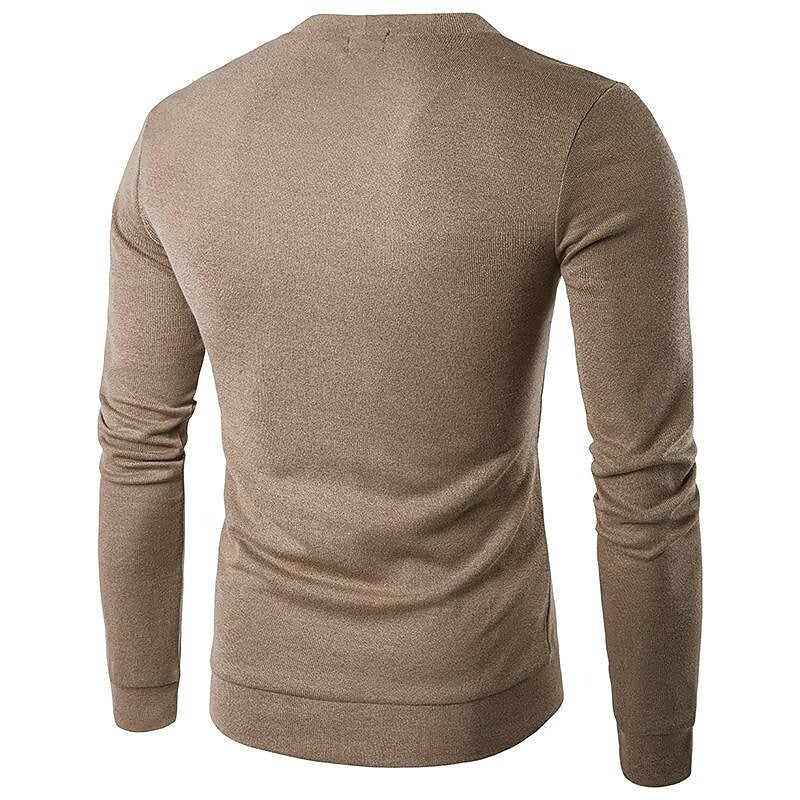 Men's Solid Color V-neck Knitted Cardigan