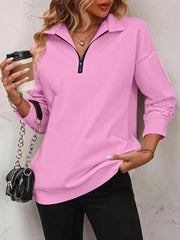 ✨Best-1 Sale Pullover✨Women Fall/Winter Zip-Up Dropped Shoulder Sweatshirt