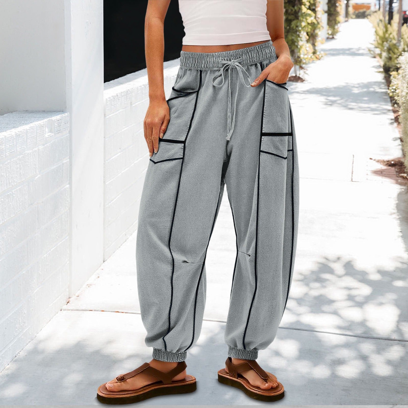 🔥Best-1 Sale Joggers 2025🔥Women Baggy Barrel Joggers Wide Leg Lounge Drawstring Sweatpants with Pockets
