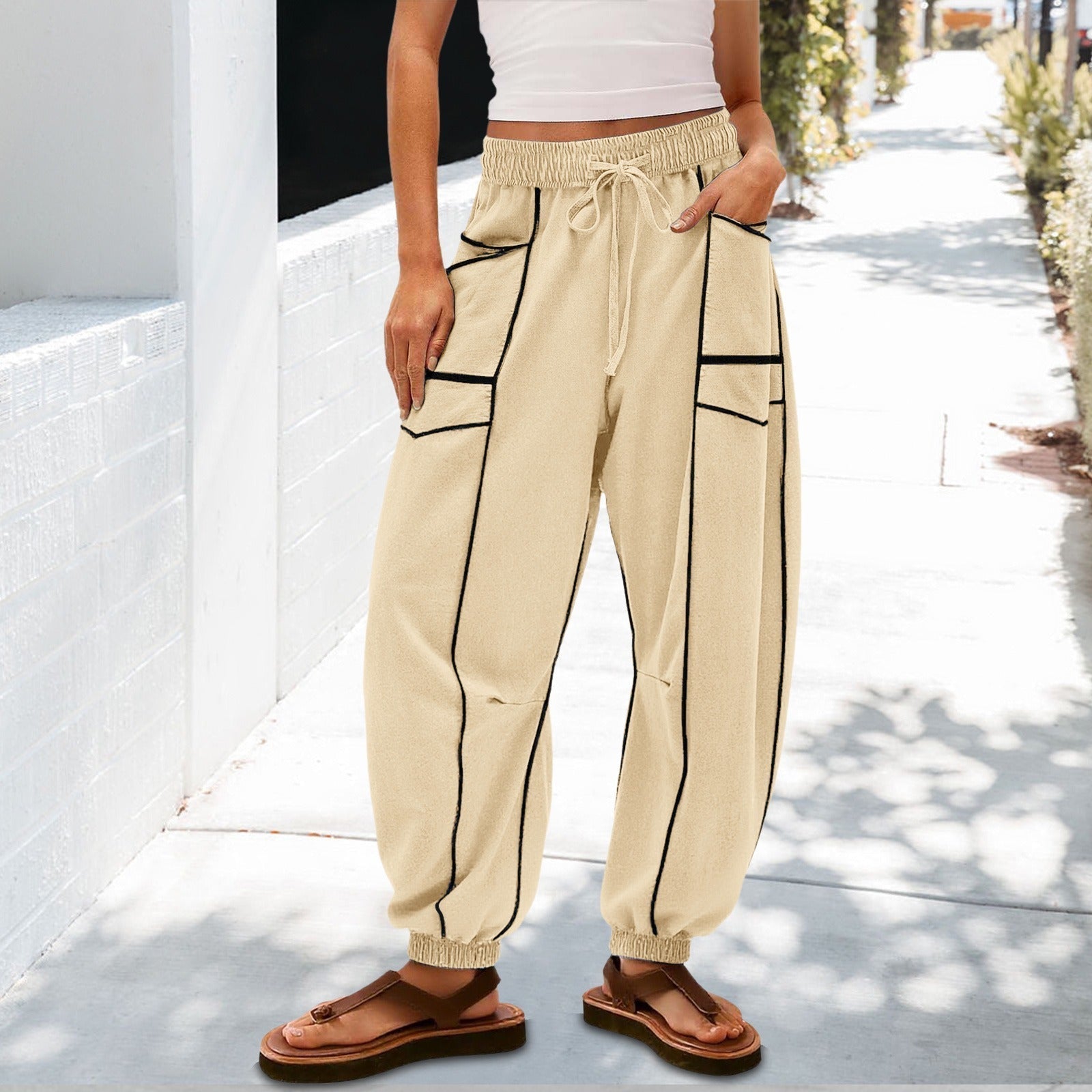 🔥Best-1 Sale Joggers 2025🔥Women Baggy Barrel Joggers Wide Leg Lounge Drawstring Sweatpants with Pockets