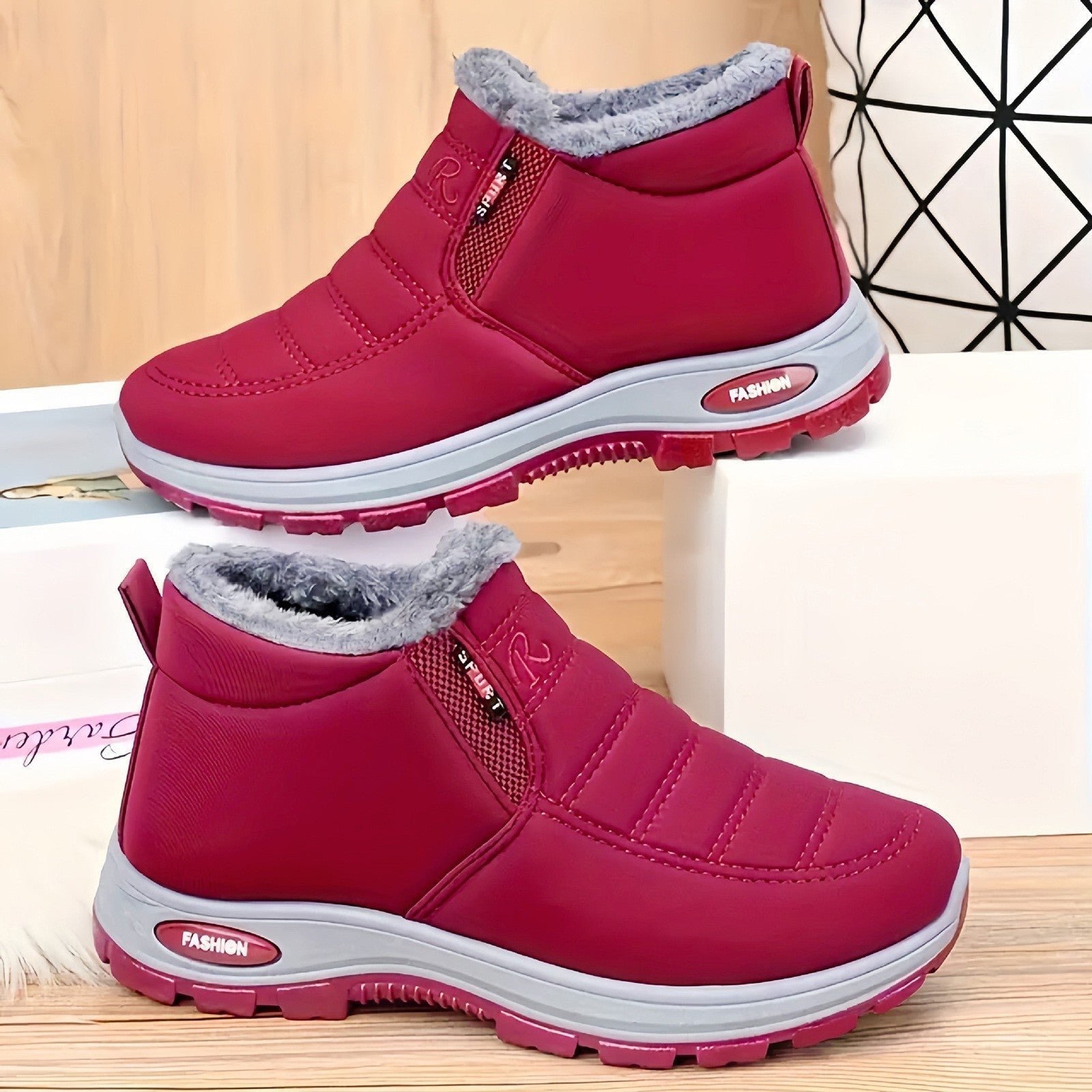Women’s Slip-On Fleece-Lined Winter Boots – Warm, Waterproof & Anti-Slip