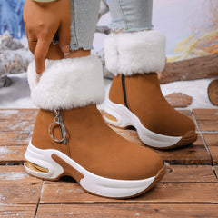 Women's winter side-zipper fleece-lined warm snow boots