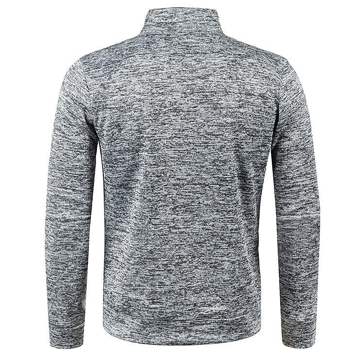 Men's Stand Collar Cardigan Long Sleeve Thin Fleece Sweater