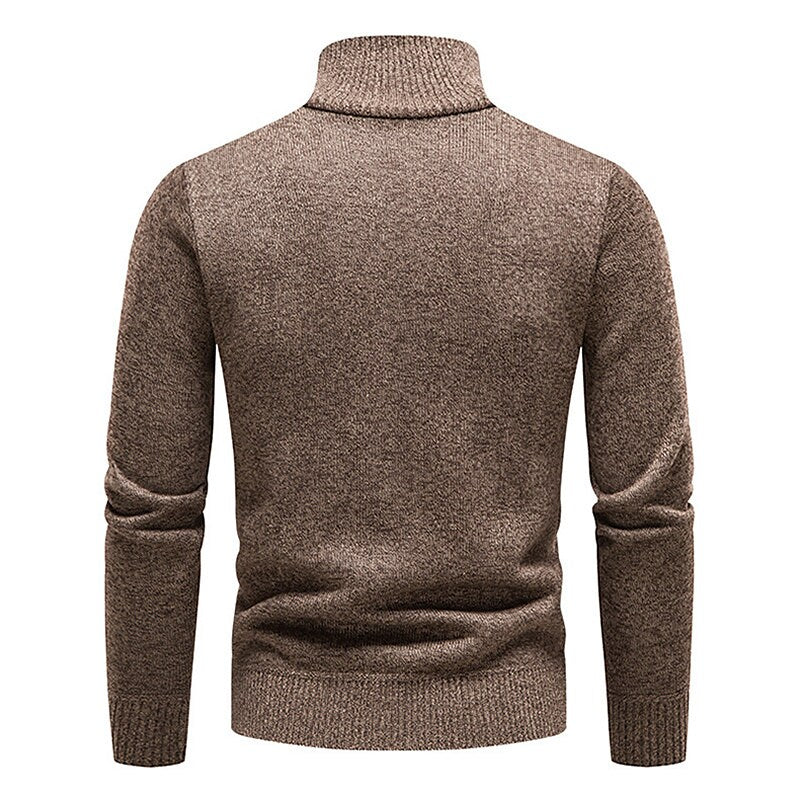 Men's Stand Collar Color Block Half Zip Fleece Pullover Sweater
