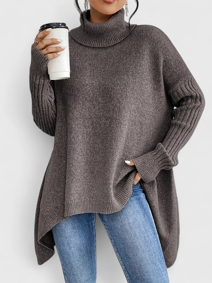Casual Drop-shoulder Turtleneck Chunky Knit Sweater